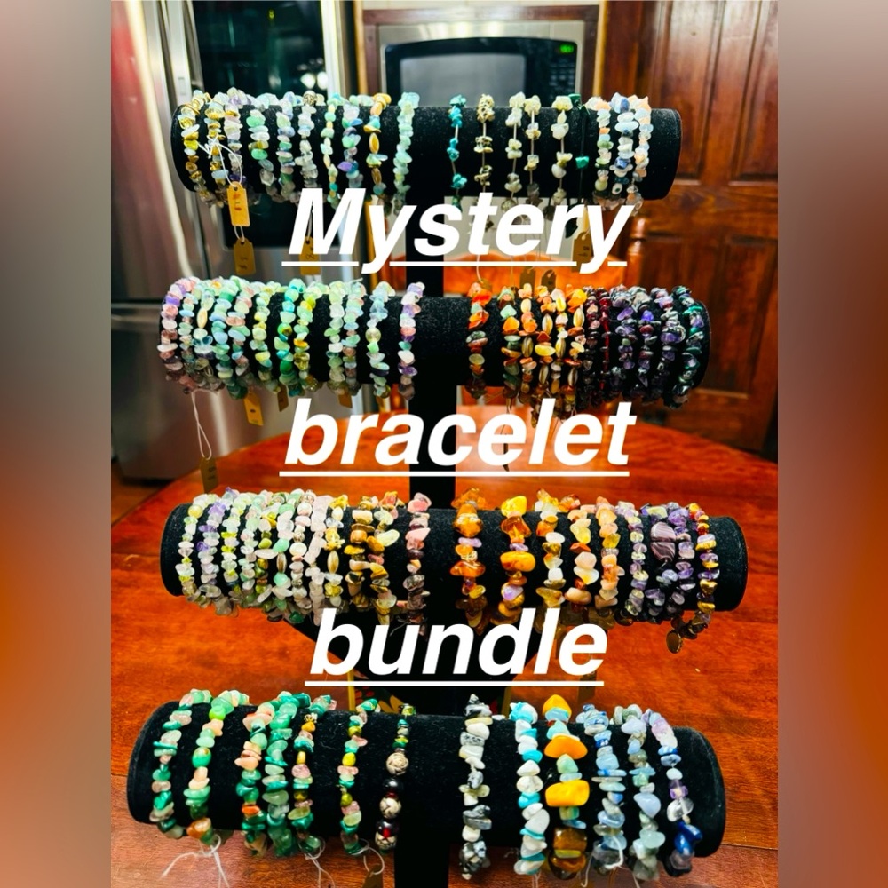 Mystery bundle of 3 assorted homemade crystal bracelets for 18$